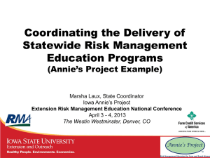 Coordinating the Delivery of Statewide Risk Management Education Programs (Annie’s Project Example)