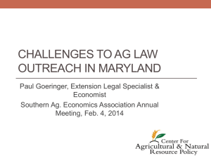 CHALLENGES TO AG LAW OUTREACH IN MARYLAND