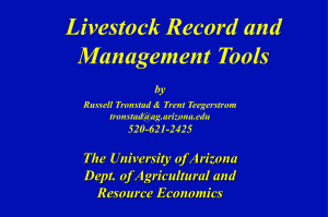 Livestock Record and Management Tools The University of Arizona Dept. of Agricultural and