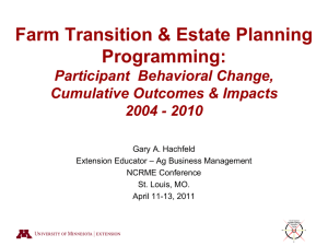 Farm Transition &amp; Estate Planning Programming: Participant  Behavioral Change,