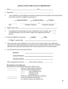 APPLICATION FOR FACULTY PROMOTION