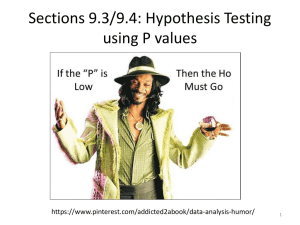 Sections 9.3/9.4: Hypothesis Testing using P values  1