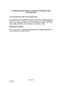 Confidential Assessment for Promotion of Research and Teaching Staff