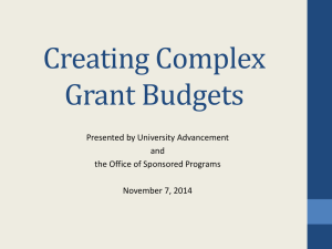 Creating Complex Grant Budgets Presented by University Advancement and