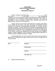 VOLUNTEER PARTICIPATION AGREEMENT AND RELEASE OF LIABILITY