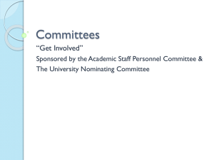 Committees “Get Involved” Sponsored by the Academic Staff Personnel Committee &amp;
