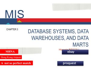 MIS DATABASE SYSTEMS, DATA WAREHOUSES, AND DATA MARTS