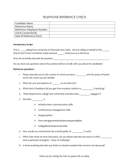 telephone reference check