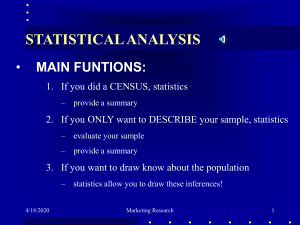 STATISTICAL ANALYSIS • MAIN FUNTIONS: