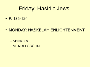 Friday: Hasidic Jews. • P. 123-124 • MONDAY: HASKELAH ENLIGHTENMENT – SPINOZA