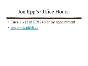 Jon Epp’s Office Hours: •