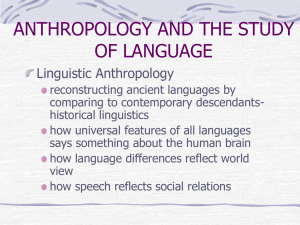 ANTHROPOLOGY AND THE STUDY OF LANGUAGE Linguistic Anthropology