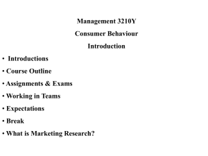 Management 3210Y Consumer Behaviour Introduction Introductions