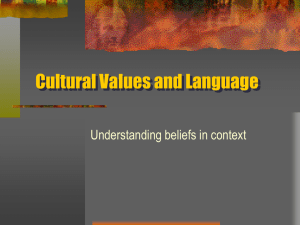 Cultural Values and Language Understanding beliefs in context
