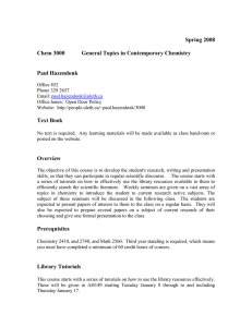 Spring 2008 Chem 3000 General Topics in Contemporary Chemistry