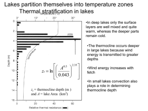 Lakes partition themselves into temperature zones Thermal stratification in lakes