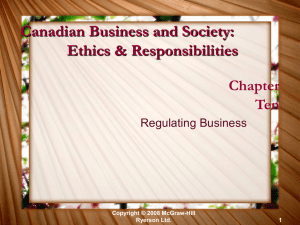 Canadian Business and Society: Ethics &amp; Responsibilities Chapter Ten