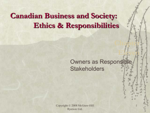 Canadian Business and Society: Ethics &amp; Responsibilities Chapter Eleven
