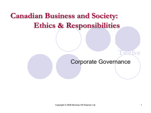 Canadian Business and Society: Ethics &amp; Responsibilities Chapter Twelve