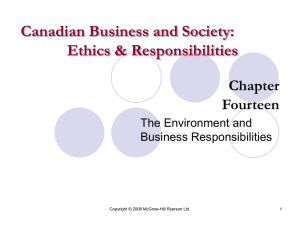Canadian Business and Society: Ethics &amp; Responsibilities Chapter Fourteen