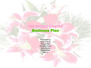 The Secret Garden Business Plan Presented by Jason Adams