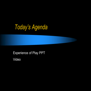 Today’s Agenda Experience of Play PPT Video