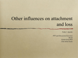 Other influences on attachment and loss Today’s Agenda PPT and Discussion Exercises