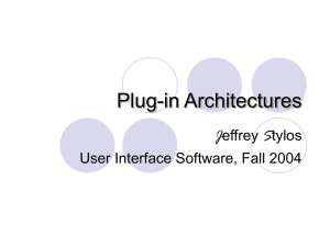 Plug-in Architectures J User Interface Software, Fall 2004