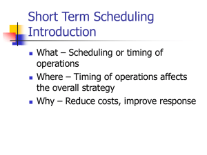 Short Term Scheduling Introduction