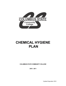CHEMICAL HYGIENE PLAN Updated September 2010