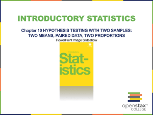 INTRODUCTORY STATISTICS Chapter 10 HYPOTHESIS TESTING WITH TWO SAMPLES: PowerPoint Image Slideshow