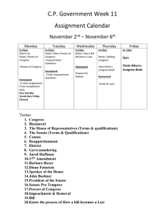 C.P. Government Week 11 Assignment Calendar November 2 – November 6