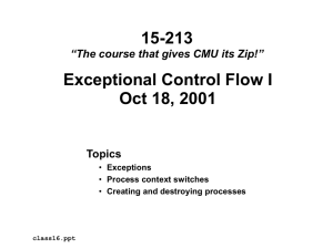 15-213 Exceptional Control Flow I Oct 18, 2001 Topics