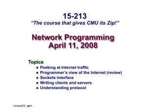 Network Programming April 11, 2008 15-213 “The course that gives CMU its Zip!”