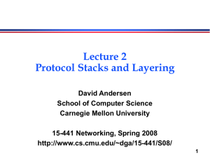 Lecture 2 Protocol Stacks and Layering