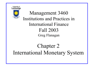Chapter 2 International Monetary System Management 3460 Fall 2003