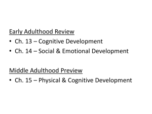 Early Adulthood Review • Ch. 13 – Cognitive Development Middle Adulthood Preview