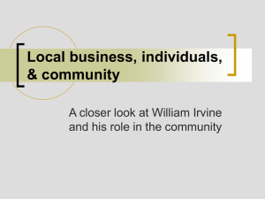 Local business, individuals, &amp; community A closer look at William Irvine