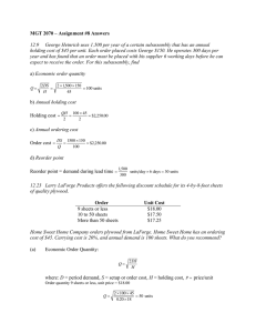 MGT 2070 – Assignment #8 Answers  12.9