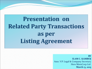 Presentation  on Related Party Transactions as per Listing Agreement
