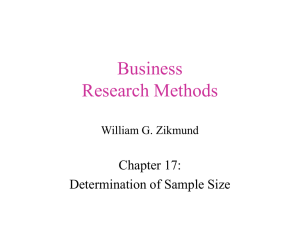 Business Research Methods Chapter 17: Determination of Sample Size
