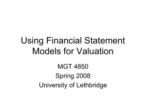 Using Financial Statement Models for Valuation MGT 4850 Spring 2008