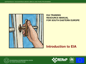 Introduction to EIA EIA TRAINING RESOURCE MANUAL FOR SOUTH EASTERN EUROPE