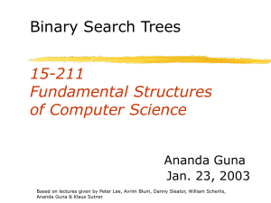 15-211 Fundamental Structures of Computer Science Binary Search Trees