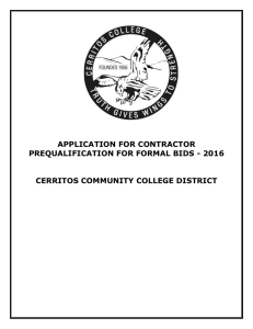 APPLICATION FOR CONTRACTOR PREQUALIFICATION FOR FORMAL BIDS - 2016
