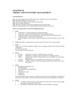 CHAPTER 20 CREDIT AND INVENTORY MANAGEMENT