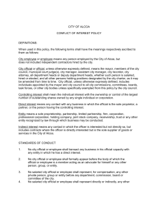 CITY OF ALCOA CONFLICT OF INTEREST POLICY DEFINITIONS: