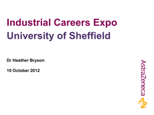 Industrial Careers Expo University of Sheffield Dr Heather Bryson 10 October 2012