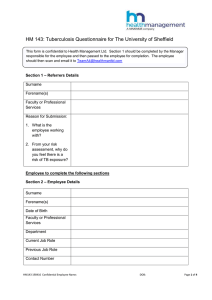 HM 143: Tuberculosis Questionnaire for The University of Sheffield