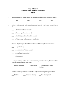 Quiz City of Bristol  Robert=s Rules of Order Workshop